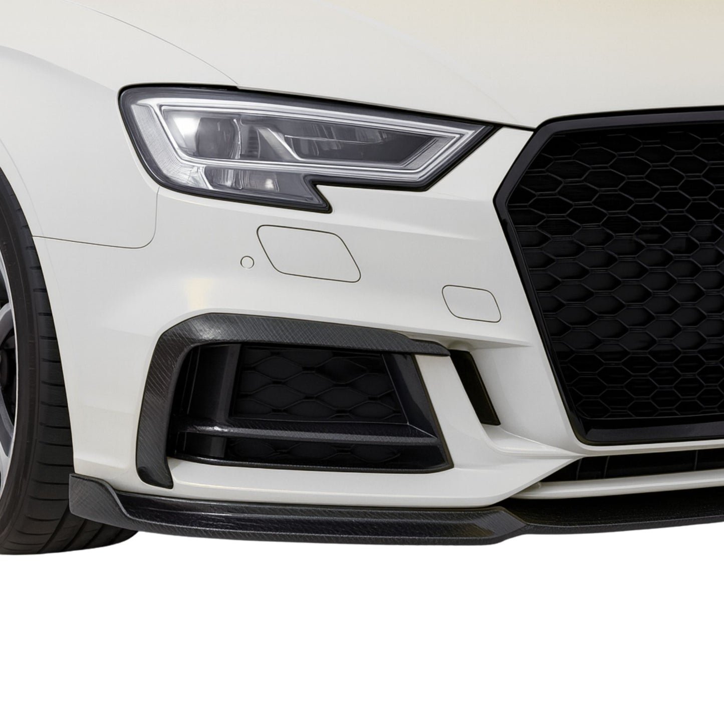 Carbon Fiber Front Foglamp Eyelid Trim for Audi A3 / S3 Sedan 2013–2016 – Foglight Decoration Strips (2PCS)