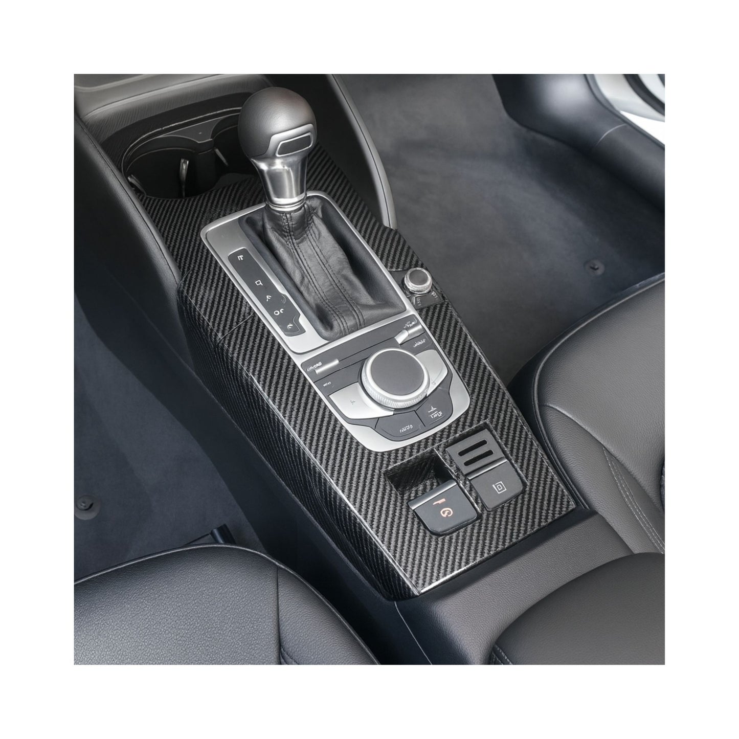 Carbon Fiber Style Gear Shift Panel Trim for Audi A3 / S3 / RS3 8V – Center Console Cover (Left-Hand Drive)