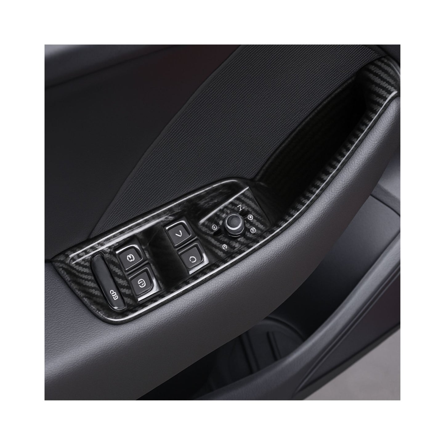 Carbon Fiber Style Window Switch & Door Handle Trim for Audi A3 / S3 / RS3 8V – Left-Hand Drive (Full 4PCS Set)