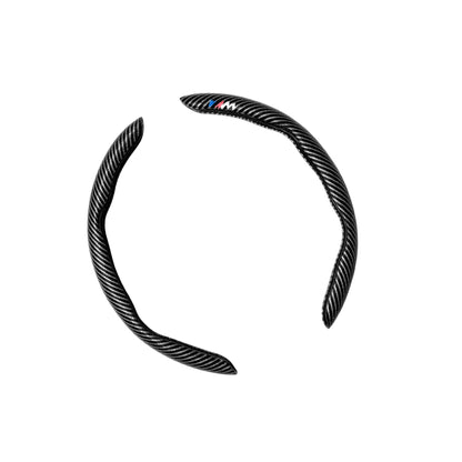 Carbon Fiber Steering Wheel Grip Cover for BMW – M Emblem Non-Slip Protector Fits E46 E36 E34 F10 E90 F30 E60 E53 E92 (Multiple Colors)