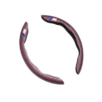 Carbon Fiber Steering Wheel Grip Cover for BMW – M Emblem Non-Slip Protector Fits E46 E36 E34 F10 E90 F30 E60 E53 E92 (Multiple Colors)