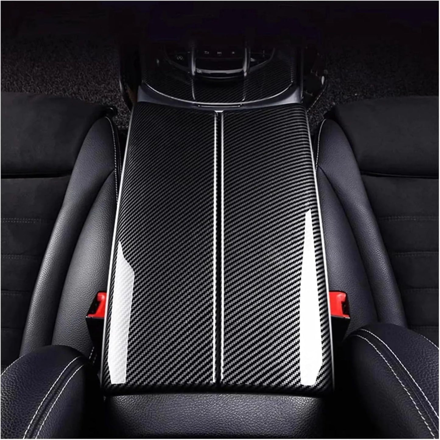 Carbon Fiber Armrest Box Trim Cover for Mercedes-Benz C-Class W205, E-Class W213, and GLC X253
