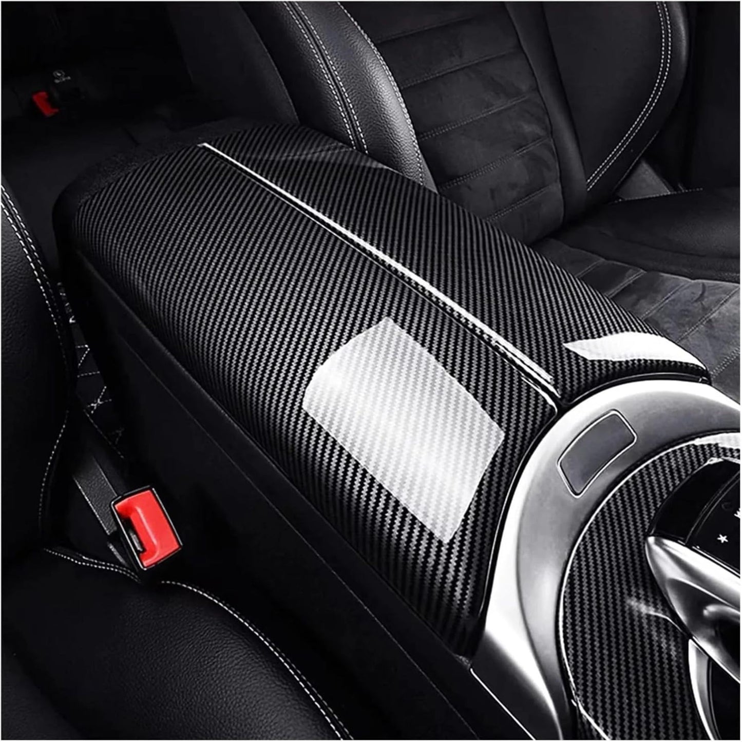Carbon Fiber Armrest Box Trim Cover for Mercedes-Benz C-Class W205, E-Class W213, and GLC X253