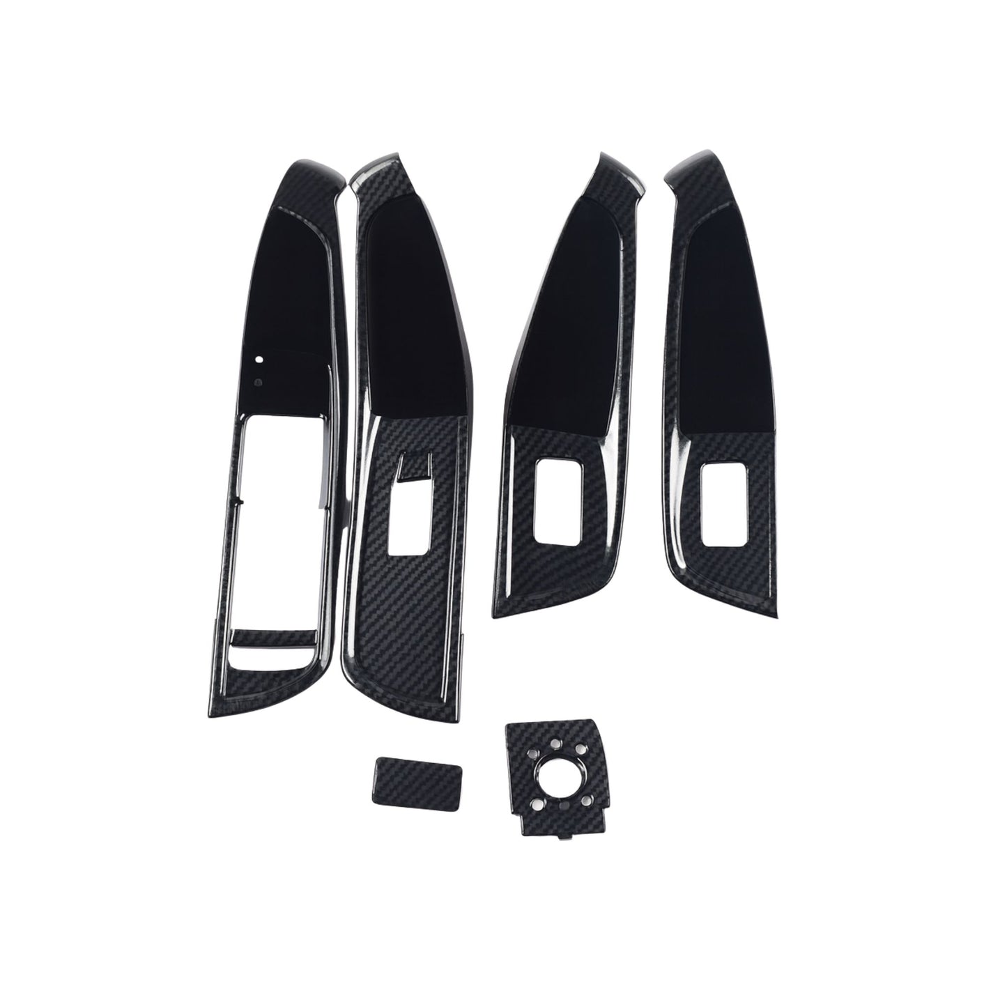 Carbon Fiber Style Window Switch & Door Handle Trim for Audi A3 / S3 / RS3 8V – Left-Hand Drive (Full 4PCS Set)