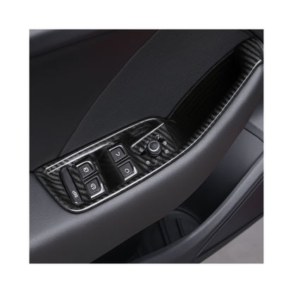 Carbon Fiber Style Window Switch & Door Handle Trim for Audi A3 / S3 / RS3 8V – Left-Hand Drive (Full 4PCS Set)