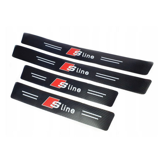 Carbon Fiber Door Sill Stickers for Audi – 4pcs Set (Fits A1–A8, Q1–Q8, TT, S5, B8)