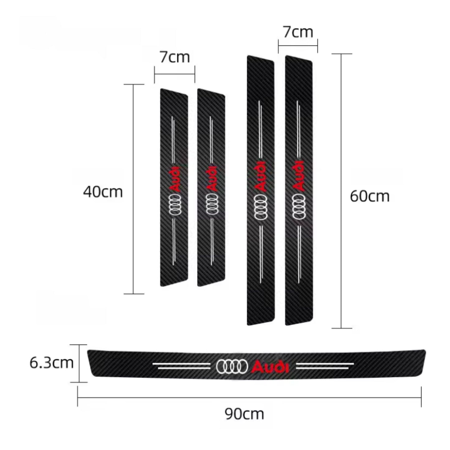 Carbon Fiber Door Sill Stickers for Audi – 4pcs Set (Fits A1–A8, Q1–Q8, TT, S5, B8)