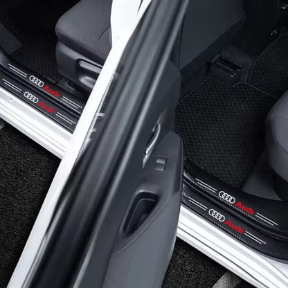 Carbon Fiber Door Sill Stickers for Audi – 4pcs Set (Fits A1–A8, Q1–Q8, TT, S5, B8)