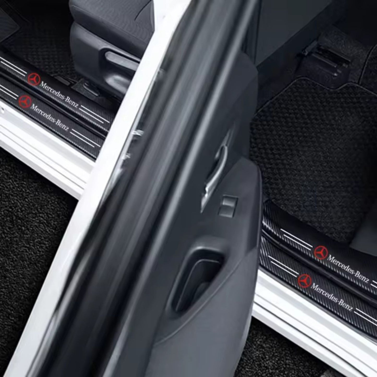 Carbon Fiber Door Sill Stickers for Mercedes-Benz – 4pcs AMG-Style Set