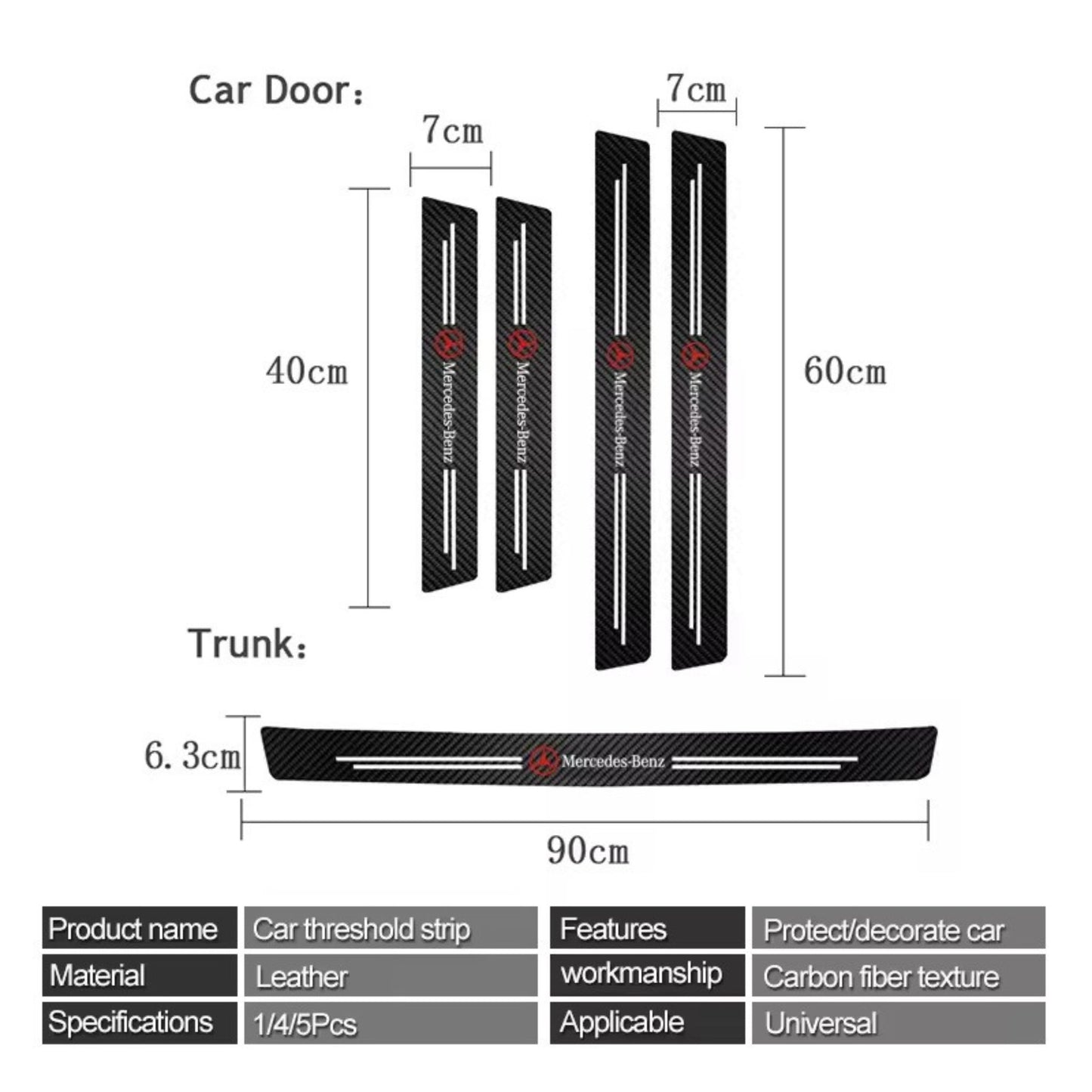 Carbon Fiber Door Sill Stickers for Mercedes-Benz – 4pcs AMG-Style Set