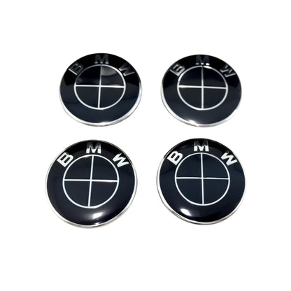 All-Black BMW Logo Emblem Set – 7pcs Front, Rear, and Wheel Badges (Fits E/F/G Series Models)