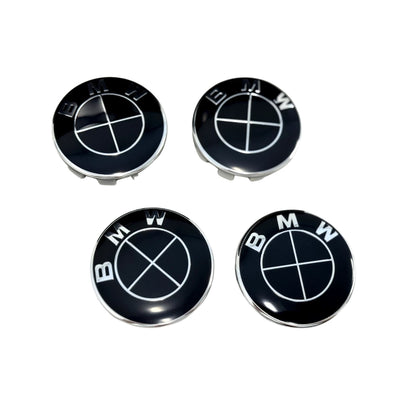 All-Black BMW Logo Emblem Set – 7pcs Front, Rear, and Wheel Badges (Fits E/F/G Series Models)